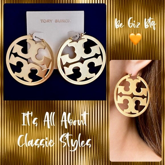 Tory Burch Jewelry - Tory Burch Authentic Miller Matte Gold Hoop Earrings